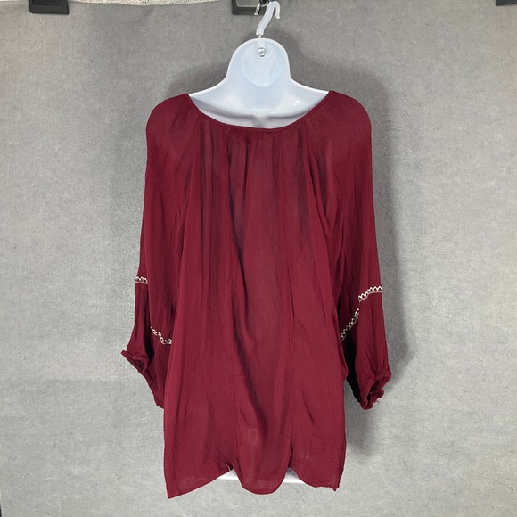 Suzanne Betro Peasant Blouse Embroidered Tassel Bohemian Peasant Top Sz 1X - Picture 2 of 8